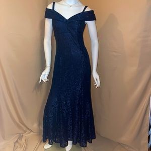 NWT Navy Blue off shoulder sparkle dress